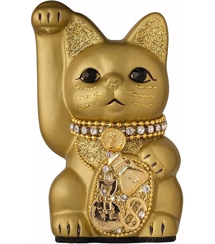 招き猫 陶器製 13号 金 Amazon.co.jp: ご縁猫 ココニャネル(M-SIZE 金 Gold）右手あげ/陶器